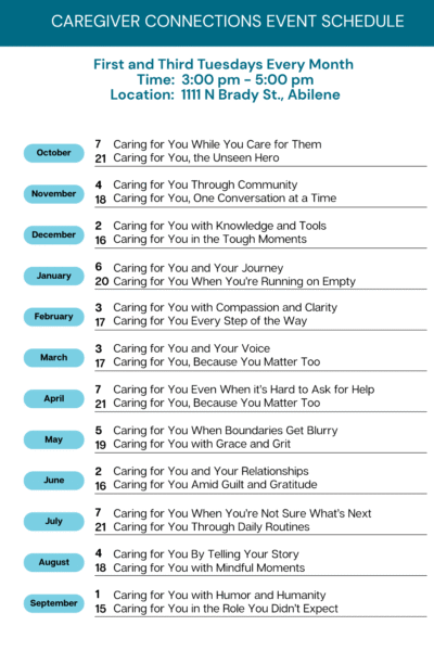 Caregiver Connections Schedule